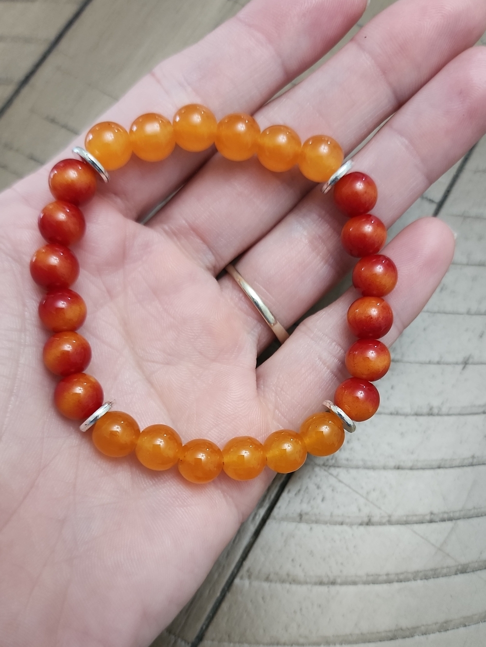 8mm Orange Quartz With Red Gradient Wealth Gemstone Perfect Gift For Any
